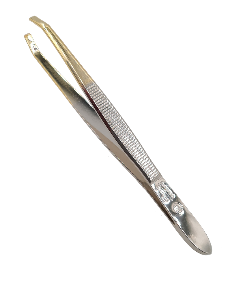 Basic pincet, gebogen, deels verguld